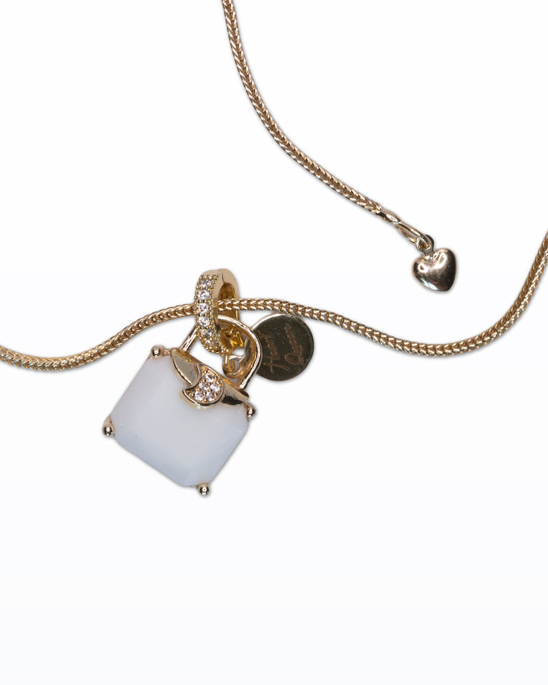 Collana Candy Bag – Pendente Borsetta Bianca & Cristalli